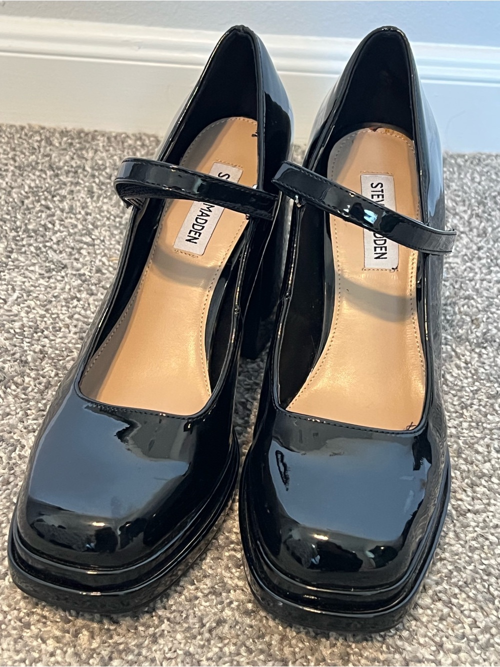 Steve Madden Black Patent Mary Jane Heels Size 10